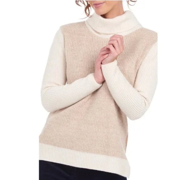 Barbour Dipton Wool Blend Two Tone Turtleneck Sweater Womens 6 - Picture 1 of 5
